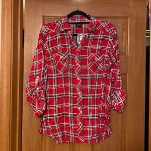 Torrid pink plaid button down
